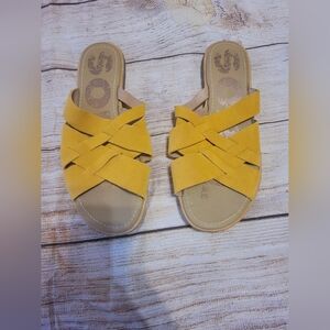 Sorel Yellow Crisscross Sandals